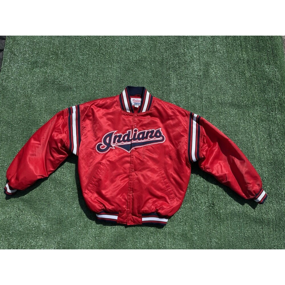 Vintage Starter Cleveland Indians MLB Satin Jacket US Made L Diamond Collection